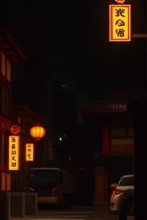 情感剧无名街的雨季封面，雨幕中的老式路灯与积水倒影